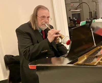 Friday Night Jazz on 1/19 featured The Mike Hathaway Quartet featuring Mike (piano, trumpet), Randy Ouelette, Jon Devenueau (percussion), and Brian Hathaway (bass).