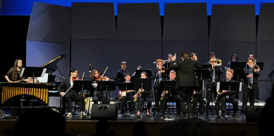 Friday Night Jazz on 3/22 featured several Small Jazz Combos drawn from the Fryeburg Academy Big Band (pictured above)
